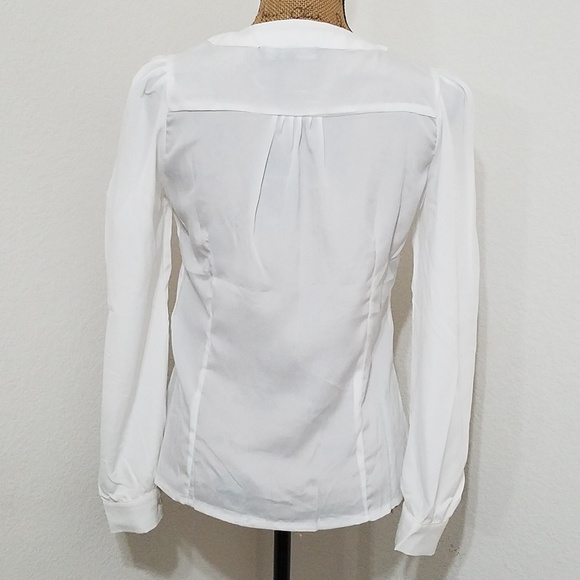 White long sleeve blouse with black bows Semi-Sheer Size Small/Medium - Picture 2 of 7